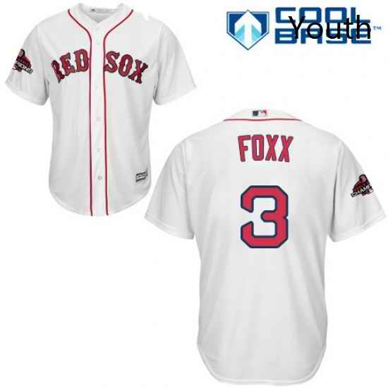Youth Majestic Boston Red Sox 3 Jimmie Foxx Authentic White Home Cool Base 2018 World Series Champions MLB Jersey